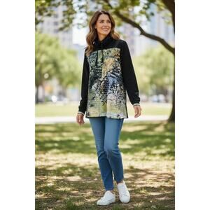 Simply Art Dolcezza: Postal Abstract Art Zip Hoodie Cowl Neck Snap Button Size M